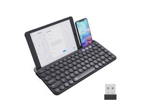 Wireless Keyboard, Multi-Device Bluetooth Keyboard, Dual Mode (Bluetooth + 2.4G) Wireless Keyboard, Switch to 3 Devices for Windows, Android, IOS, PC, Laptop, Black