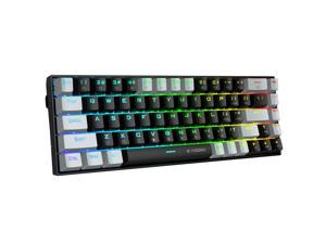 60% Wired RGB Gaming Keyboard, E-YOOSO Z686 Compact 68 Keys Mechanical Keyboard with Customizable RGB Backlit, Clicky Blue Switches, Stand-Alone Arrow/Control Keys, Detachable Cable,  Black Grey