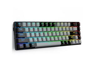 65% Wired RGB Gaming Keyboard, E-YOOSO Z686 Compact 68 Keys Mechanical Keyboard with Customizable RGB Backlit, Clicky Red Switches, Stand-Alone Arrow/Control Keys, Detachable Cable, Grey Black
