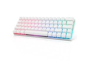 CQ63 60% Compact RGB Wireless Mechanical Gaming Keyboard, Bluetooth 5.0, Red Switches, Wired Keyboard 63 Keys for PC Tablet Laptop Cell Phone, White