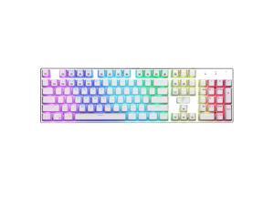 E-Yooso Z-88 104 Keys Full Size Mechanical Gaming Keyboard Anti-Ghosting, With Tactile&Clicky Blue Switches, Wired Keyboard, RGB LED Backlit, Splash-Proof, for PC Gamer or Office (White)