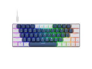 CQ63 60% Compact RGB Wireless Mechanical Gaming Keyboard, Bluetooth 5.0, Blue Switches, Wired Keyboard 63 Keys for PC Tablet Laptop Cell Phone,Blue White