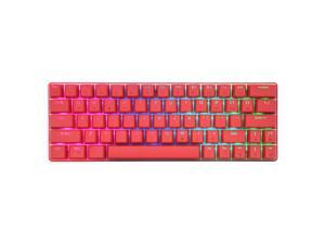 CQ63 60% Compact RGB Wireless Mechanical Gaming Keyboard, Bluetooth 5.0, Blue Switches, Wired Keyboard 63 Keys for PC Tablet Laptop Cell Phone, Red