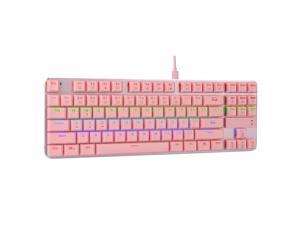 Z-66 Mechanical Keyboard 60%, Red Switches, Rainbow LED Backlit, USB Type-C Cable, Compact 87Keys, for Windows Desktop Laptop, Gamer and Office