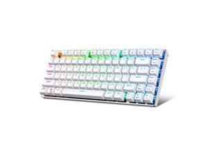 E-Yooso Z-88 RGB Wired Mechanical Gaming Keyboard, Metal Panel, 60% Compact Design, RGB LED Backlit, 81Keys Anti-Ghosting, Hot Swappable, Blue Switch-Tactile&Clicky, for PC/Laptop (White)