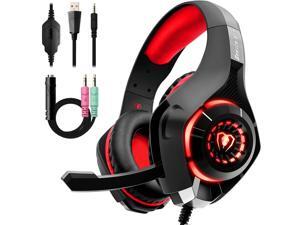 Gaming Headset for PS4, Xbox One Controller, PC, Over Ear Headphones with Noise Cancelling Mic, Soft Memory Earmuffs, LED Light, Stereo Bass Surround Sound for Nintendo Switch Laptop Mac Gaming Headset for PS4, Xbox One Controller, PC, Over Ear Headphones with Noise Cancelling Mic, Soft Memory Earmuffs, LED Light, Stereo Bass Surround Sound for Nintendo Switch Laptop Mac