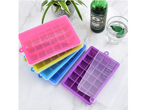 5Pcs Ice Cube Trays with Removable Lid, Silicone Ice Tray Molds Easy Release Icer Mold 24 Cubes per Tray