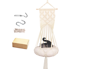 Macrame Cat Hammock,Macrame Hanging Cat Swing with Hanging Kit for Indoor Cats Macrame Cat Hammock,Macrame Hanging Cat Swing with Hanging Kit for Indoor Cats