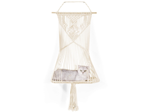 Macrame Cat Hammock Bed Decorative Macrame Wall Hanging Shelf Home Decoration for Storage 19.7" W x 39" L Macrame Cat Hammock Bed Decorative Macrame Wall Hanging Shelf Home Decoration for Storage 19.7" W x 39" L