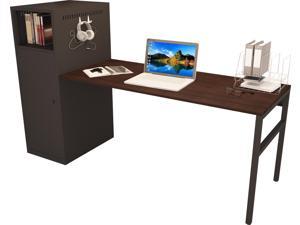 Gaming Desk 66" Computer Desk Large Gaming Table Ergonomics Computer Table Home Office Workbench Desk with Metal Storage Cabinet - Black&Ebony