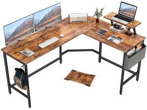 L Shaped Gaming Desk 66" Corner Computer Desk with Monitor Stand, Home Office Computer Table Study Writing Workstation Table with Monitor Stand and CPU Stand