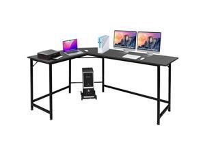 L Shaped Gaming Desks 66" Computer Desk Ergonomics Corner Gaming Table Home Office Table with CUP Holder, Study writing Workstation - Black