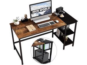 Gaming Desk 47" Computer Desk with 2-Tier Storage Shelves Modern Style Computer Table Home Office Study Writing Workstation Computer Table