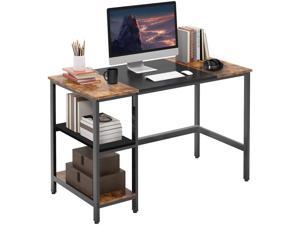 Gaming Desk 47" Computer Desk with 2-Tier Storage Shelves Modern Style Computer Table Home Office Study Writing Workstation Computer Table Black Brown Splice