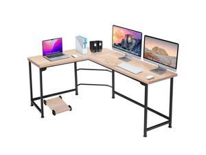 L Shaped Gaming Desk 66" Computer Desk Ergonomic Corner Gaming Table Home Office Study Writing Workstation Computer Table with CUP Holder - Brown