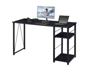 Kklimhoc Computer Desk with 2 Open Shelf, 47" Gaming Desk, Writing Workstation PC Table for Home Office - Black