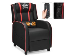 Massage Gaming Recliner Chair with Remote Control, 90°~160° Adjustable Backrest Gamer Chair, Large Theater Sofa Chair with Headrest and Footrset for Home Office Gamer - Red