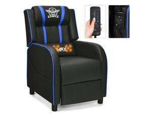 Massage Gaming Recliner Chair with Remote Control, 90°~160° Adjustable Backrest Gamer Chair, Large Theater Sofa Chair with Headrest and Footrset for Home Office Gamer - Blue