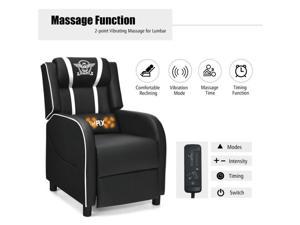 Massage Gaming Recliner Chair with Remote Control, 90°~160° Adjustable Backrest Gamer Chair, Large Theater Sofa Chair with Headrest and Footrset for Home Office Gamer - White