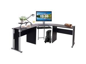 L Shaped Computer Desk, 71.2" Large Corner Gaming Desk, Modern Study Writing Workstation PC Table with Monitor Stands & Keyboard Tray & CUP Stand for Home Office Gamer