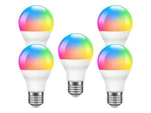 Giant Base Smart Light Bulb, A19 E26 9W Wi-Fi LED Smart Bulb, Works with Alexa, Echo, Google Home & Siri (No Hub Required), RGB-CCT Multicolor, Warm to Cool White Dimmable, 60W Equivalent 5 Pack Giant Base Smart Light Bulb, A19 E26 9W Wi-Fi LED Smart Bulb, Works with Alexa, Echo, Google Home & Siri (No Hub Required), RGB-CCT Multicolor, Warm to Cool White Dimmable, 60W Equivalent 5 Pack