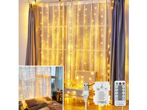 Giant Base 300 LED Curtain Lights 8 Lighting Modes Multi-colors Window Curtain String Lights with Remote USB Powered For Home Party Christmas Bedroom Indoor Outdoor Decor