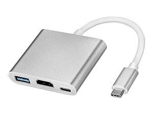 Giant Base USB C/Type C to HDMI Adapter, Thunderbolt 3 to HDMI 4K Adapter, USB-C Digital AV Multiport Adapter for MacBook/iPad Pro/ S20/S10+/Projector with USB 3.0 Port PD Quick Charging Port Silver
