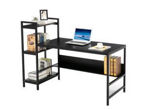 Home Office Desk with Storage Bookshelf, Study Writing Desk, Simple Study Table, PC Laptop Table