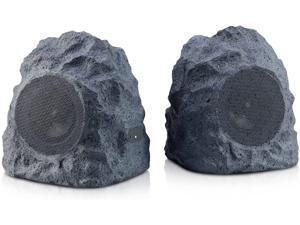 iHome Rechargeable Bluetooth Outdoor Rock Speaker Set of 2 Gray with TWS Linking
