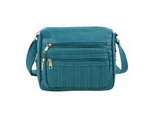 Shop LC PASSAGE Teal Genuine Leather Crossbody Bag with Multi Pockets Adjustable Shoulder Strap Calf Grain Texture Women Handbag Purse Shop LC PASSAGE Teal Genuine Leather Crossbody Bag with Multi Pockets Adjustable Shoulder Strap Calf Grain Texture Women Handbag Purse
