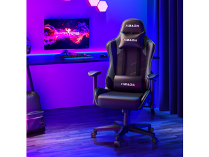 Hbada Gaming Chair Racing Style Ergonomic High Back Computer Chair with Height Adjustment, Headrest, and Lumbar Support E-Sports Swivel Chair, Grey