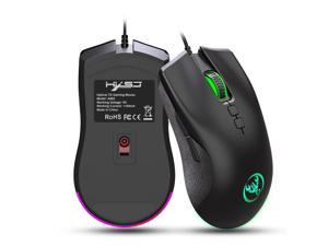 HXSJ  7 Keys 6400DPI RGB Light Mechanical Gaming Wired Mouse