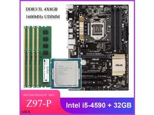 ASUS Z97-P HDMI SATA 6Gb/s USB 3.0 Intel Motherboard Combo Set with Intel Core i5-4590 LGA 1150 CPU 4pcs X 8GB = 32GB 1600MHz DDR3 Memory by Avarum Ram