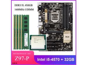 ASUS Z97-P LGA 1150 Intel Z97 HDMI SATA 6Gb/s USB 3.0 ATX Intel Motherboard Combo Set with Intel Core i5-4570 LGA 1150 CPU 4pcs X 8GB = 32GB 1600MHz DDR3 Memory by Avarum Ram