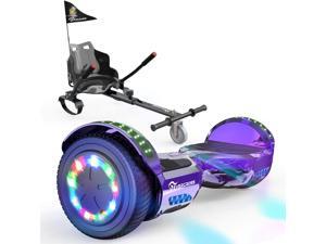 EverCross Hoverboard, Self Balancing Scooter Hoverboard with Seat Attachment, 6.5" Hover Board Scooter with Bluetooth Speaker & LED Lights, Hoverboards Suit for Adults and Kids