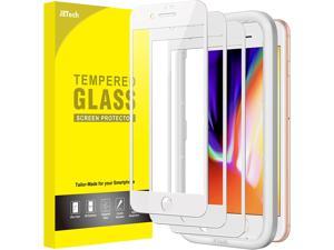 JETech Full Coverage Screen Protector for iPhone 8 Plus7 Plus 55Inch White Edge Tempered Glass Film with Easy Installation Tool CaseFriendly HD Clear 3Pack White