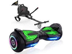 EVERCROSS Hoverboard, 6.5'' Hover Board with Seat Attachment, Self Balancing Scooter with APP, Bluetooth Hoverboards for Kids & Adults Black