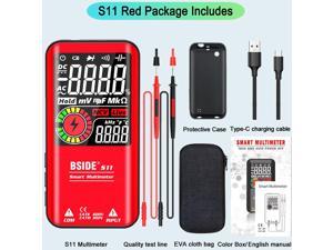 Large Screen Intelligent Digital Multimeter 9999 Count USB Charge Multimetro True RMS AC DC Voltage Capacitance Temp NCV TesterS11 Red