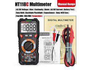 Professional Multimeter True RMS 6000 counts 1000V AC DC Digital Multimeter Ohm Hz NCV Live CF Duty Multimetro Voltage MeterHT118C with Temp