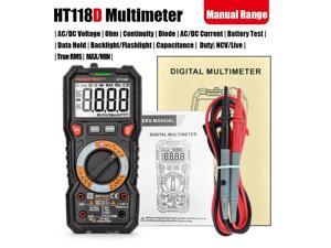 Professional Multimeter True RMS 6000 counts 1000V AC DC Digital Multimeter Ohm Hz NCV Live CF Duty Multimetro Voltage MeterHT118D Basic