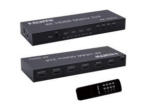 4K60Hz 1080 2x4 Switcher Splitter HDMICompatible Video Adapter SPDIF 35mm Audio 2 in 4 out for Mi Box XBOX One X PS4 PC to TVWith EU Plug