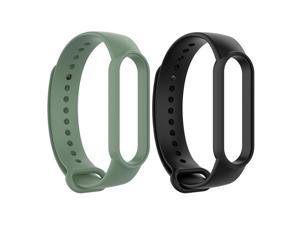 Silicone Smart Watch Strap Solid Color Replacement Wrist Band Universal for Mi Band 66 NFC55 NFC Huami Amazfit Band 5Light Green Black