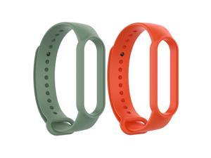 Silicone Smart Watch Strap Solid Color Replacement Wrist Band Universal for Mi Band 66 NFC55 NFC Huami Amazfit Band 5Light Green Orange