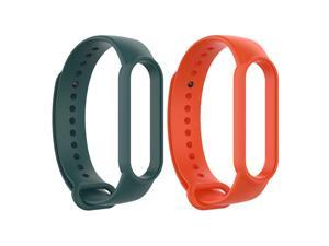 Silicone Smart Watch Strap Solid Color Replacement Wrist Band Universal for Mi Band 66 NFC55 NFC Huami Amazfit Band 5Deep Green Orange