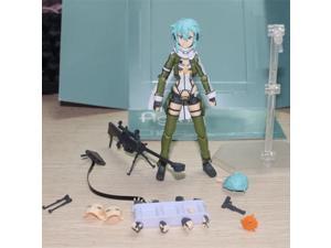 Anime Sword Art Online Sinon PVC Action Figure Collectible Model Doll Toy 14cm Figma 241 Movable