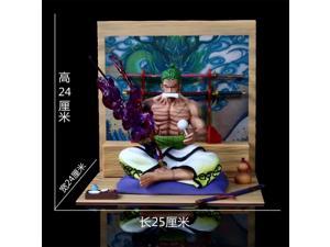25cm One Piece Zoro Figurine Anime Figures Bloodbath Roronoa Zoro 2 Heads  Action Figure Pvc Collectible Model Decoration Toys 