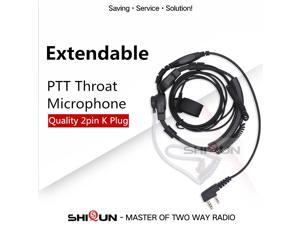 Extendable PTT Throat Microphone Mic Earpiece Headset for  Radio UV-5R UV-82 BF-888S Quansheng TG-UV2 Throat Headphone