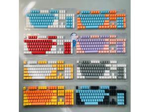 New 104 Key ABS Keycaps OEM Backlight Two-Color Keycap Set for Cherry MX Switches 61/87/104 Key Mechanical Keyboard White Purple  Color:red and white