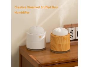 400ml USB Air Humidifier Cute Steamed Stuffed Bun Shaped Wood Grain Aroma Diffuser with Night Light Cool Mist Maker Fogger