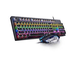 Mechanical Keyboard and Mouse Combos RGB Backlights Punk Style Gaming Kit for Desktop Laptop